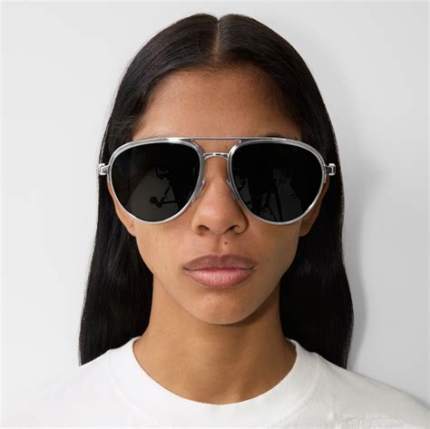 Shield Aviator Sunglasses in Silver 